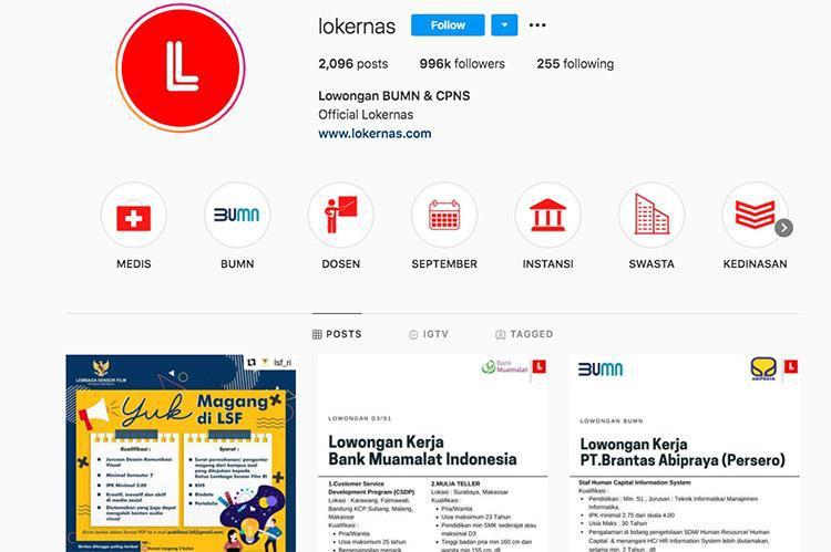 7 Akun di Instagram yang Kasih Lowongan Kerja Terpercaya