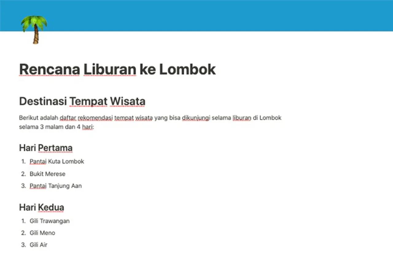 Tutorial Membuat Rencana Liburan dengan Notion AI